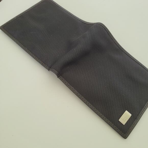 Dunhill Designer Mens Wallet Black Bifold Nylon Leather Folding Medium Logo - Picture 10 of 11